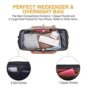 Sucipi Weekender Bags for Women Canvas Travel Duffle Bag with Shoe Compartment Overnight Bag Carry on Gym Duffel with Toiletry Bag for Traveling Weekend Hospital Bags for Labor and Delivery