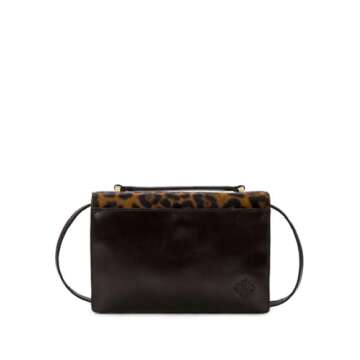 Patricia Nash Leather Angeli Top Handle Crossbody, Leopard Print Calf Hair Chocolate Leather