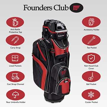 Founders Club Premium Cart Bag with 14 Way Organizer Divider Top (G3 Black)