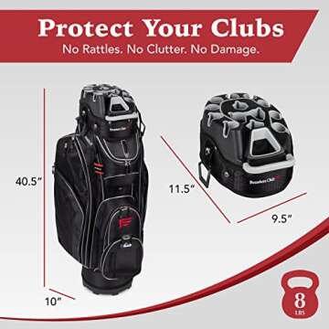 Founders Club Premium Cart Bag with 14 Way Organizer Divider Top (G3 Black)