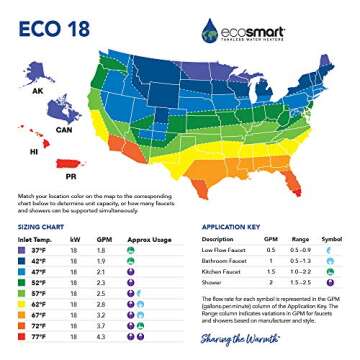 EcoSmart ECO 18 Electric Tankless Water Heater, 18 KW at 240 Volts with Patented Self Modulating Technology , 17 x 14 x 3.5, White