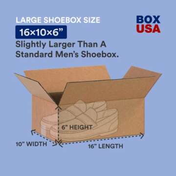 BOX USA 16 x 10 x 6 Corrugated Cardboard Storage Boxes, Medium 16"L x 10"W x 6"H, Pack of 25 | Shipping, Packaging, Moving for Home or Business, Strong Wholesale Bulk Boxes