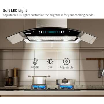 IKTCH Upgrated 30"Island Mount Range Hood,900 CFM Ducted Range Hood with 4 Speed Fan,Stainless Steel& Tempered Glass Range Hood 30 inch with Gesture Sensing&Touch Control Making life Smarter IKIS01-30