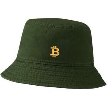 Women Bucket Hats for Men Bitcoin BTC Embroidered Unisex Bucket Hat Outdoor Fishing Hat