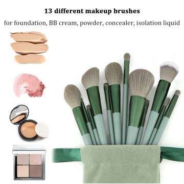 Koccido 22 Pcs Green Makeup Brush Set for Perfect Application