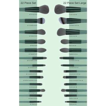 Koccido 22 Pcs Green Makeup Brush Set for Perfect Application