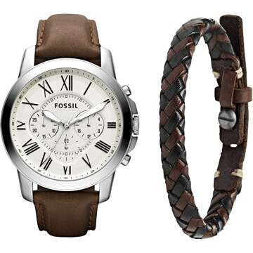 Fossil Quartz Stainless Leather Chronograph