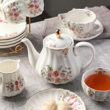 Elegant Porcelain Tea Set for High Tea & Weddings