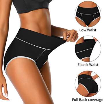 Annenmy Black High Waisted Underwear for Women Plus Size Panties Tummy Truck Briefs