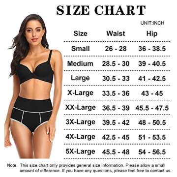 Annenmy Black High Waisted Underwear for Women Plus Size Panties Tummy Truck Briefs