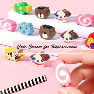 BUSHIBU Cute Pencils for Kids, Fun Pencil with Erasers Toppers, Woodcased #2 Pencils for School Classroom(12 Pack)