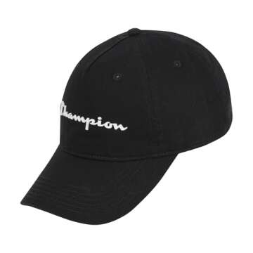 Adjustable Champion Dad Cap - Unisex Black Medium