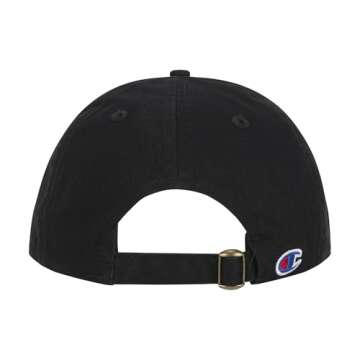 Adjustable Champion Dad Cap - Unisex Black Medium