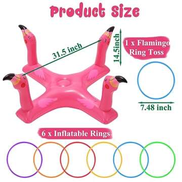 Uniqhia Inflatable Pool Ring Toss Games Toys, Floating Shark Flamingo Swimming Pool Ring with 6Pcs Rings, Swimming Pool Games for Kids Adults Summer Pool Party