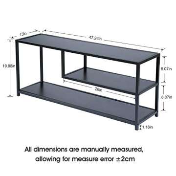 HOME BI TV Stand for 50 55 Inch TV, Entertainment Center with Storage, Wood TV Console for Living Room, TV Cabinet with Metal Frame, Black