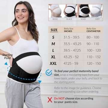 NeoTech Care Pregnancy Support Maternity Belt, Waist/Back/Abdomen Band, Belly Brace (Size L, Black Color)