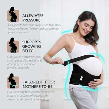 NeoTech Care Pregnancy Support Maternity Belt, Waist/Back/Abdomen Band, Belly Brace (Size L, Black Color)