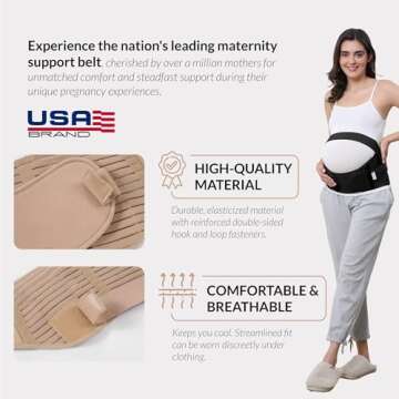 NeoTech Care Pregnancy Support Maternity Belt, Waist/Back/Abdomen Band, Belly Brace (Size L, Black Color)