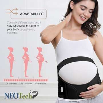 NeoTech Care Pregnancy Support Maternity Belt, Waist/Back/Abdomen Band, Belly Brace (Size L, Black Color)