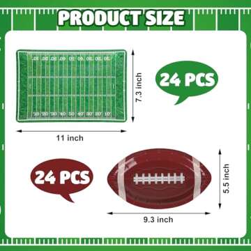 Augisteen 48 PCS Football Party Plates Football Superbowl Paper Plates Disposable Sports Theme Dinner Plates Serve 48 Guests for Super Football Bowl Sports Game Day Birthday Party Decor