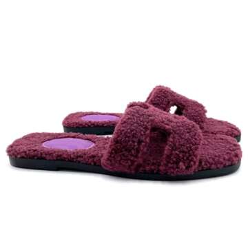 Lurnyet Women's Furry Slippers: Versatile Indoor/Outdoor Slippers with Plush Cotton Upper and Soft Sole - Perfect for Parties, Gatherings, Casual Wear, Vacations, and Beach Days