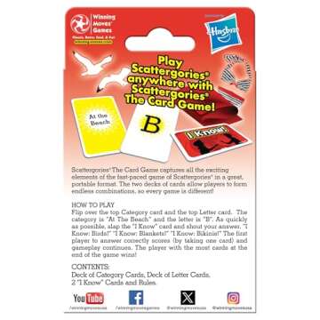 Scattergories The Card Game, Fast-Paced Play At Once Card Game of Categories, for 2 or More Players, Ages 8+