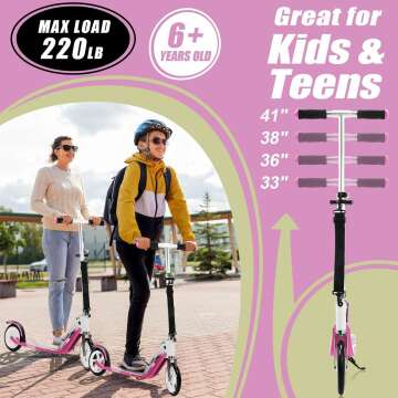 Kids & Adult Adjustable Foldable Scooter for Any Terrain