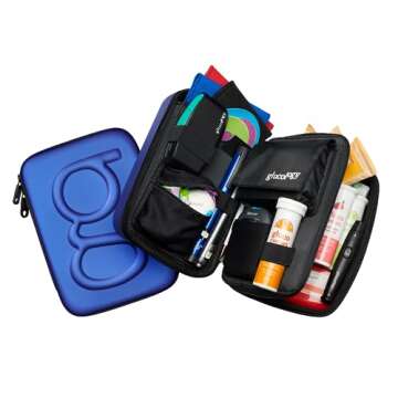 Glucology Diabetes Plus Diabetic Organizer | Extra Convenient Storage for Insulin, Glucometer, and Accessories | Essential Travel Kit for Comprehensive Diabetes Management (Blue, Plus)