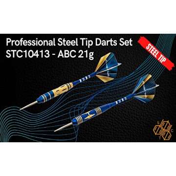 SHOT TAKER CO. EST. 2017 6pc Steel Tip Darts Set - Professional Darts for Dartboard - Includes Barrels + Plastic/Aluminum Shafts + O'Rings + Flights + Sharpener + Wrench (21g-Blue C-10413)