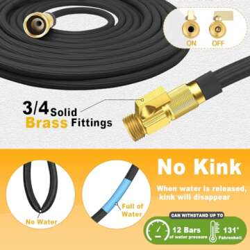 100 ft Expandable Garden Hose, New Upgraded Flexible Water Hose with Solid 3/4'' Brass Connector, 10 Functions Spray Nozzle, Lightweight Garden hose for Car, Yard, RV