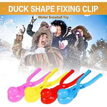 Snowball Maker Tool with Handle, Cartoon Duck Snowball Maker Clip Snow Ball Toys Perfect for Kids and Adults Snowball Fight Play in Winter at Outdoor (4PC Snowball Maker)