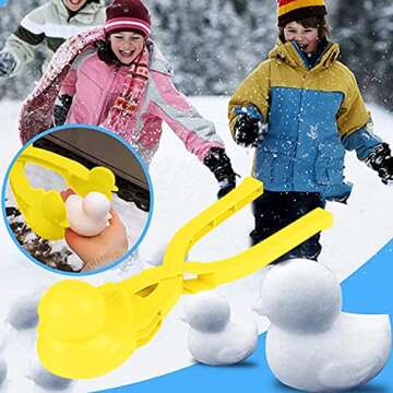 Snowball Maker Tool with Handle, Cartoon Duck Snowball Maker Clip Snow Ball Toys Perfect for Kids and Adults Snowball Fight Play in Winter at Outdoor (4PC Snowball Maker)