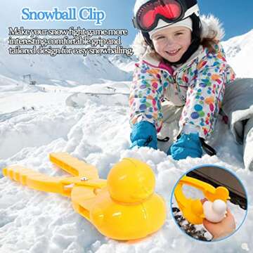 Snowball Maker Tool with Handle, Cartoon Duck Snowball Maker Clip Snow Ball Toys Perfect for Kids and Adults Snowball Fight Play in Winter at Outdoor (4PC Snowball Maker)