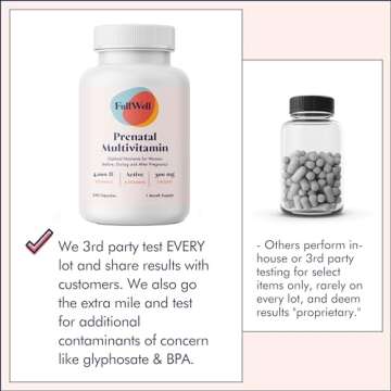 FullWell Prenatal Vitamins | Choline, folate, Vitamin D for fetal Growth, Brain Development | 26+ Vital Nutrients | Dietitian-Formulated, OBGYN Recommended, Non-GMO, 3rd Party Tested, 30 Servings