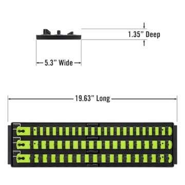 Ernst Manufacturing 8460HV Socket Boss 3-Rail Multi-Drive Socket Rail Organizer with Tray, 18-Inch, High-Visibility - Made in USA