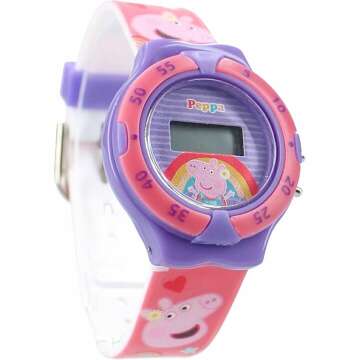 Peppa Pig Children's Digital Watch with Pink Strap - Fun & Functional Timepiece