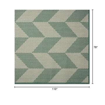 Nicole Miller New York Patio Country Calla Contemporary Herringbone Indoor/Outdoor Area Rug, Beige/Green, 6'6"x9'2"