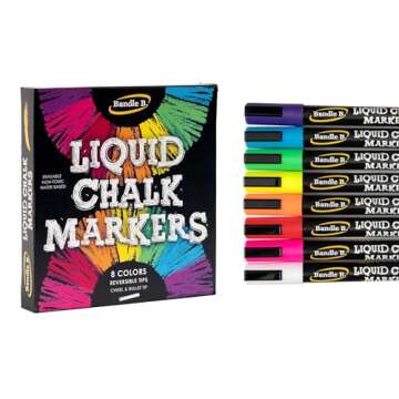 Chalk Markers - 8 Vibrant, Erasable, Non-Toxic, Water-Based, Reversible Tips, For Kids & Adults for Glass or Chalkboard Markers for Businesses, Restaurants, Liquid Chalk Markers (Vibrant 6mm)