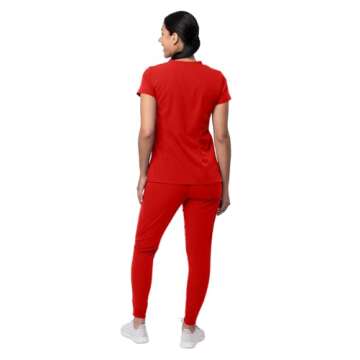 Adar Uniforms Pro Movement Booster Scrub Set For Women - Sweetheart V-Neck Top & Yoga Jogger Pants - P9400 - Apple - XS