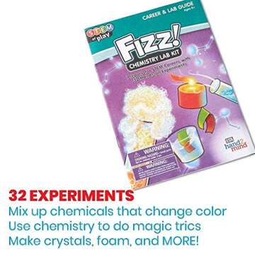 hand2mind Fizz Chemistry Science Kit for Kids Ages 8-12, 32 Science Experiments and Fact-Filled Guide, Make Your Own Foam and Crystals, Educational Home Learning, Homeschool Science Kits