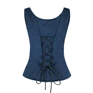 Women Priate Vest Renaissance Costume Vintage Steampunk Corset Medieval Peasant Bodice (Blue, M)