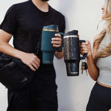 Thicc Buddy - 40 oz Stainless Steel Vacuum Insulated Tumbler with Lid and Straw for Water - Travel Mug Cupholder Friendly - Gifts for Women Men Him Her