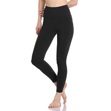 Colorfulkoala Women's High Waisted Tummy Control Workout Leggings 7/8 Length Yoga Pants with Pockets (M, Black)