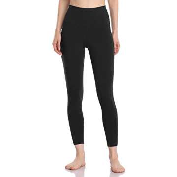 Colorfulkoala Women's High Waisted Tummy Control Workout Leggings 7/8 Length Yoga Pants with Pockets (M, Black)