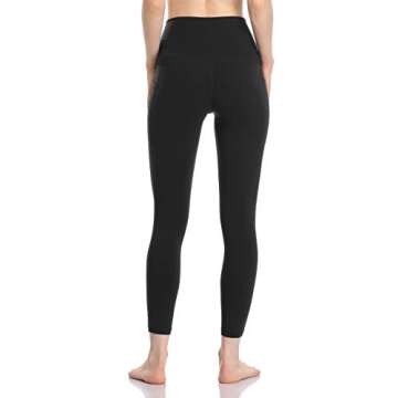 Colorfulkoala Women's High Waisted Tummy Control Workout Leggings 7/8 Length Yoga Pants with Pockets (M, Black)