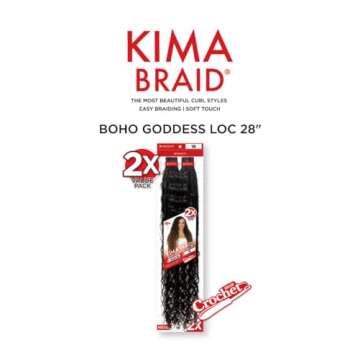 HARLEM 125 Crochet Braid Kima 2X BOHO GODDESS LOC 28" (1B Off Black)