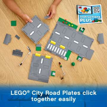 LEGO City Road Plates 60304 - Building Toy Set, Featuring Traffic Lights, Trees, Glow in The Dark Bricks, Combine City Series Sets, Great Gift for Kids, Boys, and Girls Ages 5+