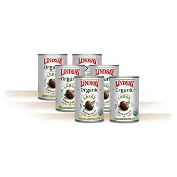 Lindsay Organic Large Black Ripe Pitted Olives, 6 Ounce (Pack of 6)