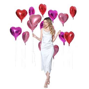 30 pcs Heart Balloons 18" Foil Love Balloons Mylar Balloons heart balloons for Valentines Day Propose Marriage Wedding Anniversary Backdrop Birthday Party Supplies (Hot Pink+Red+Pink)