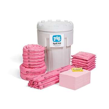 New Pig Hazmat Spill Kit in 95-Gallon Overpack Salvage Drum, Absorbs Hazardous Materials, 63-Gallon Absorbency, KIT302